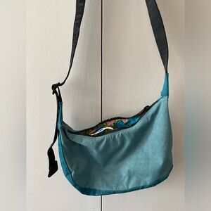BAGGU Deadstock teal mix small nylon crescent bag